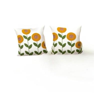 Imagem de Almofadas Decorativas de Luxo 45x45cm com Enchimento de Espuma - Para Cama, Sofá e Decoração - Nozinho Estampado com Detalhe de Gato(N1021-KIT2)