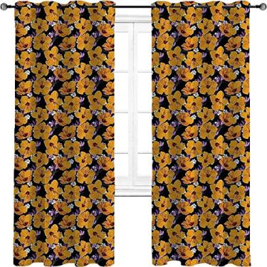 Imagem de Cortinas blecaute Havaí para quarto - Isolamento térmico, economia de energia e redução de ruído, cortina de sombra superior com anel de redução de ruído trançado de três camadas, L 182 x C 226