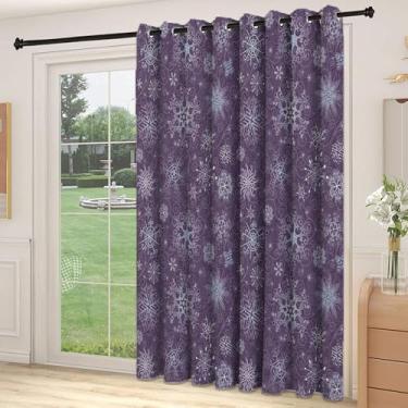 Imagem de Divisória de parede para sala de berinjela, flores inspiradas no Natal, flocos de neve e redemoinhos em um ambiente delicado violeta, cortinas deslizantes (painel único), L 250 x C 272 cm violeta