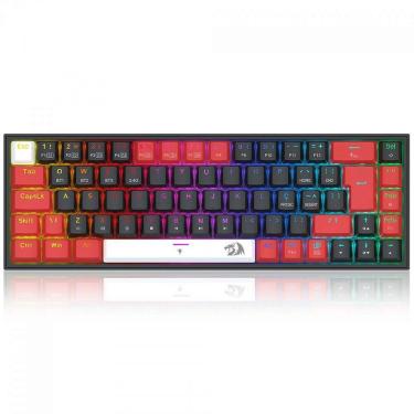 Imagem de Teclado Mecânico Gamer Redragon Castor Pro, RGB, Wireless, Bluetooth, Switch Brown, ABNT2, Preto, Vermelho e Branco