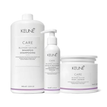 Imagem de Kit Keune Care Blonde Savior Shampoo 1L + Máscara + Leave-In (3 produtos)