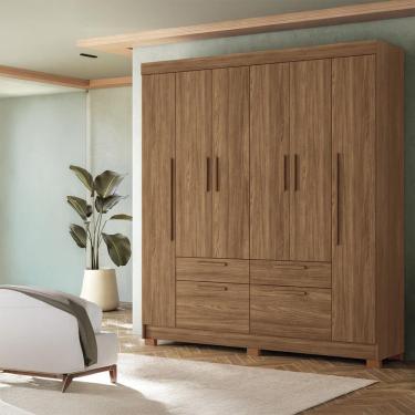 Imagem de Guarda-Roupa Casal Santos Andirá Guarapuava com 6 Portas, 4 Gavetas e 6 Prateleiras - 194,4cm de largura