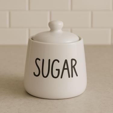 Imagem de Pote Para Açúcar Com Tampa De Cerâmica Sugar  - Branco