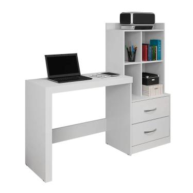 Imagem de Escrivaninha com Estante 2 Gavetas 4 Nichos Alana Branco JCM