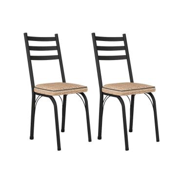 Imagem de Kit Com 02 Cadeiras 141 Preta Corino Rattan Artefamol