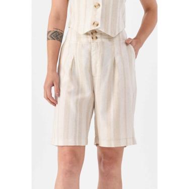 Imagem de Bermuda PKS Alfaiataria Linho Listrado Feminina-Feminino