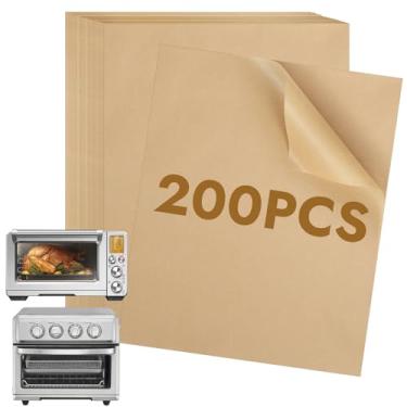 Imagem de BYKITCHEN 200 peças de forros de papel pergaminho para fritadeira a ar de 28 x 23 cm, compatíveis com Breville Smart Oven Air Fryer Pro BOV900BSS/Cuisinart Airfryer, torradeira e acessórios combo de