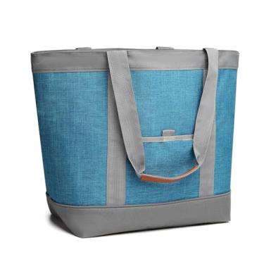 Imagem de Bolsa térmica isolada, à prova de vazamento, com isolamento térmico, dobrável, macia, bolsa térmica com zíper, bolsa reutilizável para freezer para compras, entrega de comida, piquenique, viagens