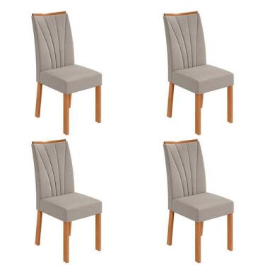 Imagem de Conjunto com 4 Cadeiras Apogeu Veludo Capuccino e Amêndoa - Modern