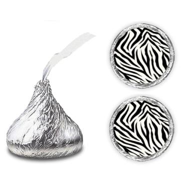 Imagem de Adesivos de lenço de beijos com estampa de zebra 216, adesivos Zebra Kisses para festa de aniversário, casamento, chá de bebê, qualquer evento, lembranças de festa de beijos da Hershey