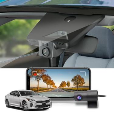 Imagem de Fitcamx Frontal 2K+Traseira 1080P Dash Cam Adequado para 2022-2024 Kia Stinger (Part No#J5030) with Auto Dimming, OEM Estilo, Dual HD, Integrado WiFi&APP, Loop Gravação, G-Sensor, Fácil de Usar, 64GB