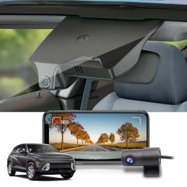 Imagem de Fitcamx Frontal 2K+Traseira 1080P Dash Cam Adequada para Hyundai Kona 2023-2025 & Kona Electric (Part No#BE010), OEM Estilo, Dual HD Vídeo, WiFi & APP, Loop Gravação, G-Sensor, Plug&Play, 64GB Cartão