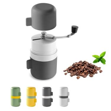 Imagem de Moedor de café manual portátil, moedor manual de grãos de café com rebarba de cerâmica cônica, balancim dobrável, grossura ajustável, moedor de café manual de rebarbas para acampamento e viagens ao ar