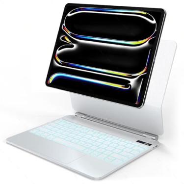 Imagem de Foeytaody Capa para iPad Pro de 13 polegadas 2024 com teclado (M4), teclado iPad Pro de 13 polegadas com trackpad multitoque, capa magnética flutuante com teclado recarregável sem fio