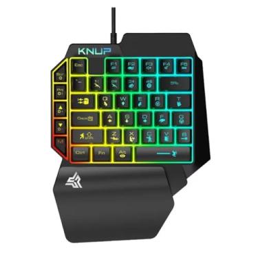 Imagem de Knup KP-TE133 Teclado Gamer Mini para Uma Mão, RGB Rainbow LED, Layout em Português