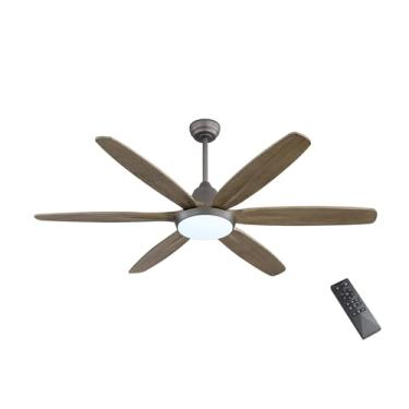 Imagem de ELEHINSER Ventiladores De Teto Modernos De 60" Com Luzes, Ventilador De Teto Com Luz Led Regulável E Controle Remoto, Pás De Madeira, Ventilador De Motor Cc Reversível Silencioso De 6 Velocidades P
