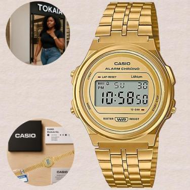Imagem de Relógio Feminino Casio Vintage Digital Resistente Água Redondo Aço Inó