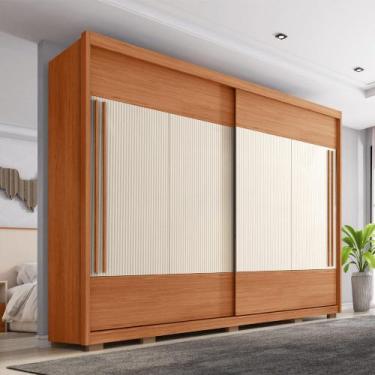 Imagem de Guarda Roupa Casal Polônia Ripado com 2 Portas de Correr 6 Gavetas Rip