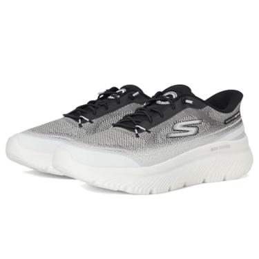 Imagem de Skechers Tênis masculino Go Walk Max amortecimento Hyper Burst Zoltar mãos livres sem cadarço, Branco/preto, 11.5 X-Wide