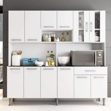 Imagem de Armário de Cozinha 12 Portas 1 Gaveta Clara Poliman Móveis Branco