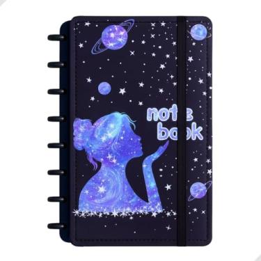 Imagem de Caderno de Discos Caderno inteligente Estampa Galáxia Noturna com elástico removível 80 Folhas (Estrela)