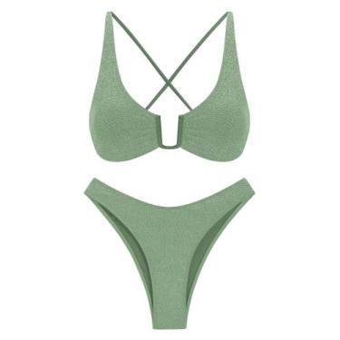 Imagem de Conjunto de biquíni ZAFUL, roupas de banho com fio em U para mulheres 