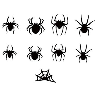 Imagem de Fenteer Adesivos de parede 3D de Halloween com decorações engraçadas e leves, decoração de parede de terror para porta de casa e sala de jantar, 9 Unidades