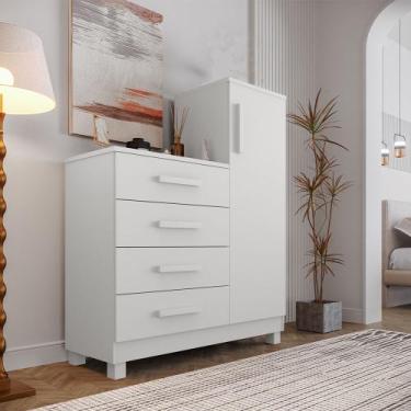 Imagem de Comoda Branca Quarto Casal Sapateira Grande com 4 Gavetas Reforçadas V