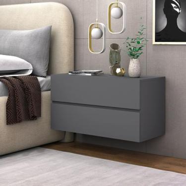 Imagem de mesa de cabeceira com 2 gaveta suspensa de parede eros 60cm para quart