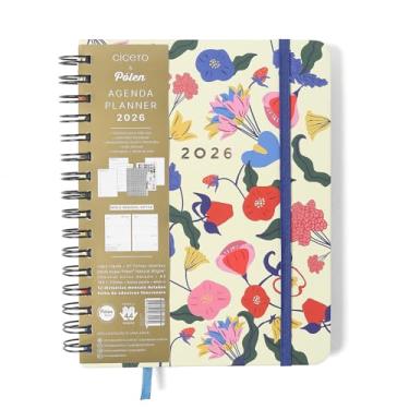 Imagem de AGENDA PLANNER WIRE-O 2026 DOCE FLORADA SEMANAL NOTAS C/DIVISORIAS A5 OFF WHITE