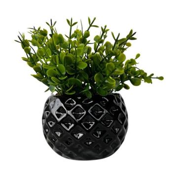 Imagem de Vaso cachepot preto em alto relevo 3D decoração casa