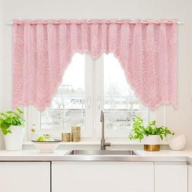 Imagem de Cortina Bando Renda Cascata Floral 2,95X1,00 Variada - Rose - Beija Fl