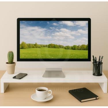 Imagem de Suporte Base para Monitor Mdf Ergonômico Mesinha Home Office Mesa Gamer Suporte Apoio P/ Tv Notebook MDF Escritório Base (Branco)