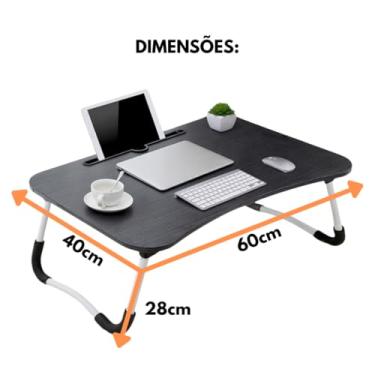 Imagem de Mesa Para Notebook Portátil Dobrável Articulada em Mdf Suporte para Laptop Cama Estudo Porta Tablet(MADEIRA)