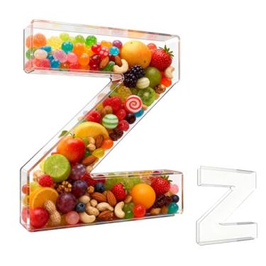 Imagem de Bandeja de charcutaria acrílica com alfabeto de 25,4 cm – recarregável, reutilizável, bandeja de servir para bolo e doces, decoração de festa de aniversário de aniversário (letra Z)