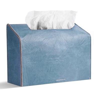 Imagem de Capa de couro Jaenna para caixa de toalha de mão de papel descartável, compatível com toalha de mão de papel Kleenex (1-azul)