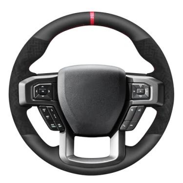 Imagem de MEWANT Capa de volante de carro costurada DIY para Ford F150 F-150 2015-2019 Acessórios de volante para Ford F150 F-150