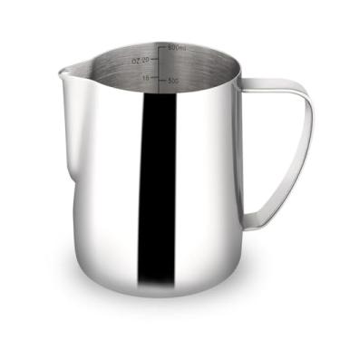 Imagem de watchget Jarra de espuma de leite de aço inoxidável 600 ml para máquinas de café expresso, copo de espuma de café, cappuccino, latte, arte, jarro de leite