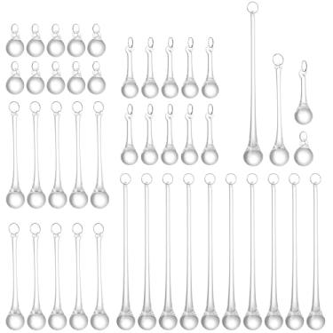 Imagem de LONGWIN 40 peças de enfeites de gota de cristal transparente para árvore de Natal, peças de reposição de cristais de lustre, 4 estilos de decoração de mesa central de gota de chuva de Natal