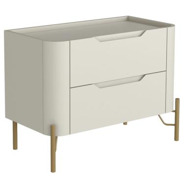 Imagem de Mesa De Cabeceira Orgânica 2 Gavetas Pés Industrial Dourado Bliss I03 Luna - Lyam Decor