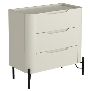 Imagem de Mesa De Cabeceira Orgânica 3 Gavetas Pés Industrial Preto Bliss I03 Luna - Lyam Decor