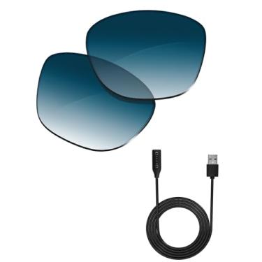 Imagem de Glintbay Lentes de óculos de sol de substituição 100% precisas e cabo de carregamento para Bose Soprano BMD0011 - gradiente azul polarizado