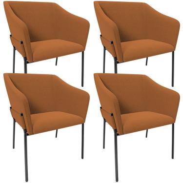Imagem de Kit 4 Cadeiras Para Sala de Jantar Estar Living Olívia L02 Bouclê Terracota - Lyam Decor