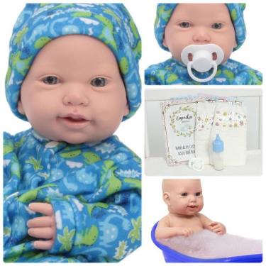 Imagem de Boneco Reborn Bebê Masculino Lucca Carequinha Olhos Azuis - Cegonha Re