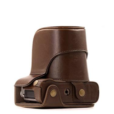 Imagem de MegaGear Capa protetora de couro para câmera "Ever Ready", bolsa para sistema compacto Fujifilm X-A3, X-A2, X-A1, X-M1 com lente de 16 a 50 mm (marrom escuro)