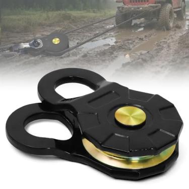 Imagem de DING.PAI Bloco de arrebatamento de guincho ATV/UTV preto - Aço carbono revestido a pó resistente, 10,886 kg (12T) - Ideal para lado a lado, compatível com corda sintética e cabo de aço, ideal para