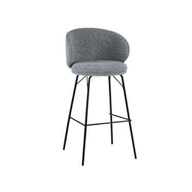 Imagem de GRFIT Cadeira de bar 75 cm/29,52 polegadas elegante cadeira de bar de ferro nórdico banco alto bar frente mesa alta com encosto bancos de bar ajustáveis (cor: flanela 1)