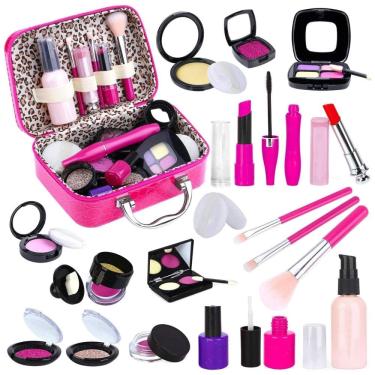 Imagem de Tepsmigo kit de maquiagem para meninas. As crianças fingem brincar de maquiagem - com bolsa de cosméticos.