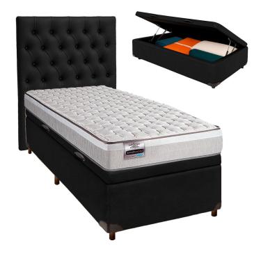 Imagem de Kit Cabeceira + Cama Box Bau + Colchão Solteiro Molas Ensacadas Hanover Inducol