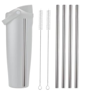 Imagem de 8un Conjunto de Palhinhas Substituição, 6 Palhinhas Reutilizáveis em Aço Inoxidável com 2 Escovas Limpeza Acessórios Garrafas Água para Owala Garrafa de Água Freesip Sway 40oz